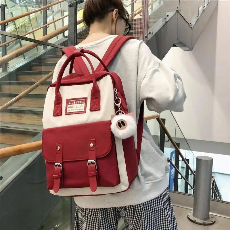 Elegant Nylon Candy Color Waterproof School Bags for Teenagers Girls And Women Nice Patchwork On Backpack For Female