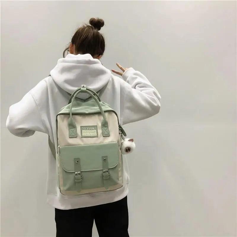 Elegant Nylon Candy Color Waterproof School Bags for Teenagers Girls And Women Nice Patchwork On Backpack For Female