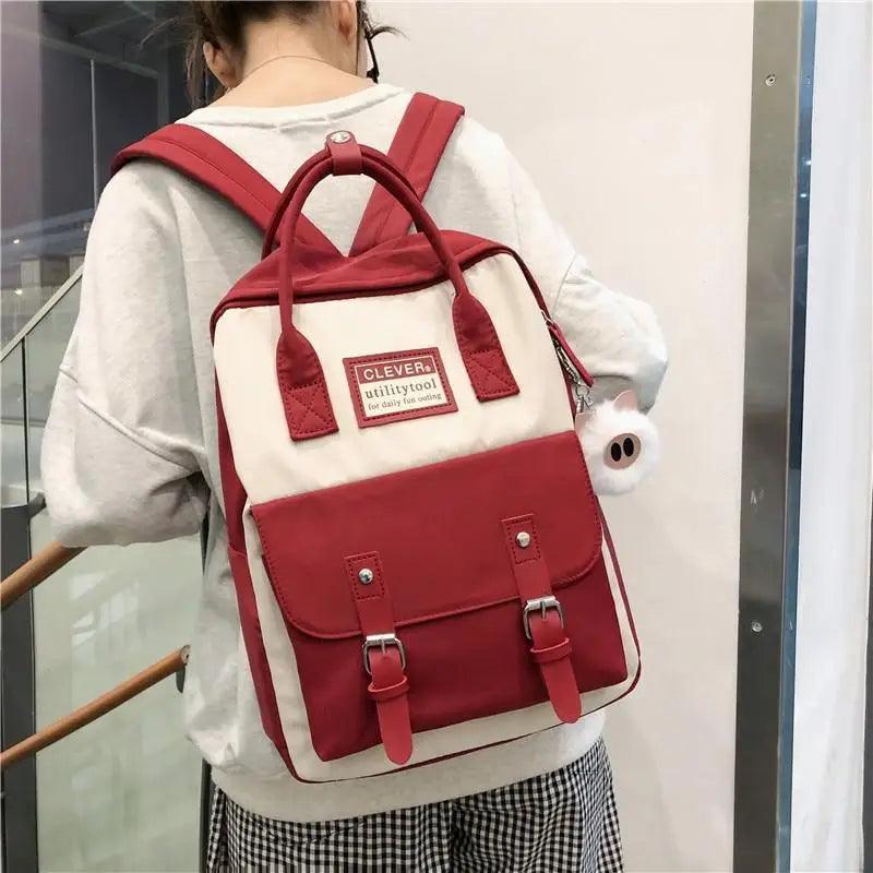 Elegant Nylon Candy Color Waterproof School Bags for Teenagers Girls And Women Nice Patchwork On Backpack For Female