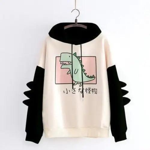 Elegant Oversized Hoodies Women Fashion Splice Dinosaur Print Sweatshirt Tops Casual Long Sleeve Clothes 2021 Spring  Autumn - Treko - Casual Tracksuit, Cool Fashion, Cool Hoodies, Female Fashion, Girls Hoodies, Hooded sweatshirts, Hoodies, Jacket Hoodies, Loose Hoodies, Luxury Hoodies, Modern Hoodies, New Hoodies, Stylish Hoodies, Woman Fashion Hoodies, Women elegant Hoodies, Women fashion, Women Hoodies- Stevvex.com