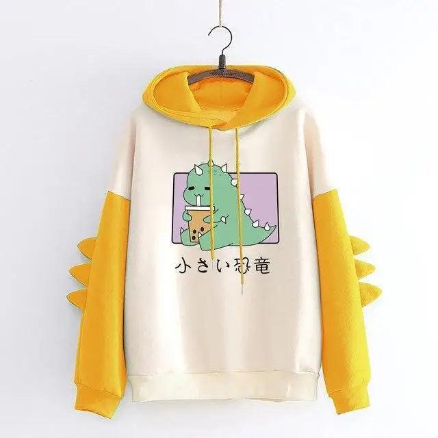 Elegant Oversized Hoodies Women Fashion Splice Dinosaur Print Sweatshirt Tops Casual Long Sleeve Clothes 2021 Spring  Autumn - Treko - Casual Tracksuit, Cool Fashion, Cool Hoodies, Female Fashion, Girls Hoodies, Hooded sweatshirts, Hoodies, Jacket Hoodies, Loose Hoodies, Luxury Hoodies, Modern Hoodies, New Hoodies, Stylish Hoodies, Woman Fashion Hoodies, Women elegant Hoodies, Women fashion, Women Hoodies- Stevvex.com