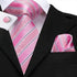 Elegant Pink Silk Necktie Pocket Square Cufflinks Set Elegant Men’s Fashion Wedding Ties For Men And Daily Wear Ties