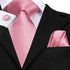 Elegant Pink Silk Necktie Pocket Square Cufflinks Set Elegant Men’s Fashion Wedding Ties For Men And Daily Wear Ties