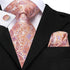 Elegant Pink Silk Necktie Pocket Square Cufflinks Set Elegant Men’s Fashion Wedding Ties For Men And Daily Wear Ties