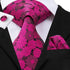 Elegant Pink Silk Necktie Pocket Square Cufflinks Set Elegant Men’s Fashion Wedding Ties For Men And Daily Wear Ties