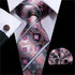 Elegant Pink Silk Necktie Pocket Square Cufflinks Set Elegant Men’s Fashion Wedding Ties For Men And Daily Wear Ties