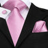 Elegant Pink Silk Necktie Pocket Square Cufflinks Set Elegant Men’s Fashion Wedding Ties For Men And Daily Wear Ties