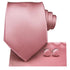 Elegant Pink Silk Necktie Pocket Square Cufflinks Set Elegant Men’s Fashion Wedding Ties For Men And Daily Wear Ties