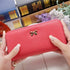 Elegant PU Leather Pink Bowknot Women Long Wallet Fashion Color Purse Phone Card Holder Women Trendy Large Capacity