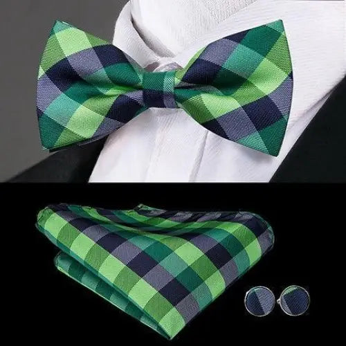 Elegant Silk Butterfly Business Bow Tie Pocket Square Cufflinks Set For Men Formal Wedding Bowtie Set For Office - 4