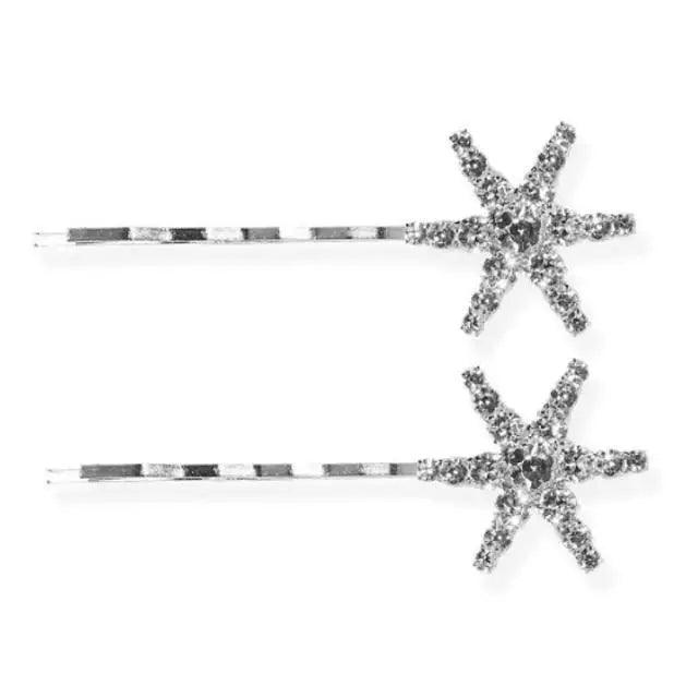 Elegant Star Moon Rhinestone Hairpins Shiny Ladies Barrettes Women Unique Silver Moon Hair Pins Hair Accessories - 3