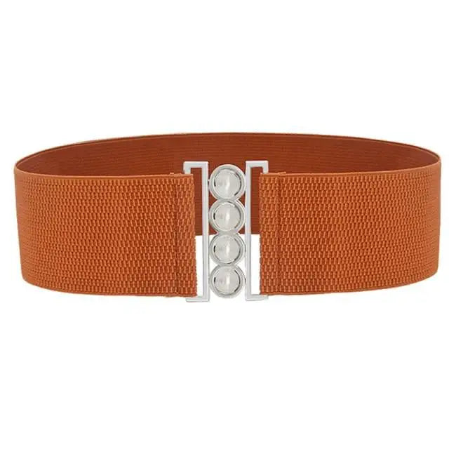 Elegant Wide Fabric Strap Silver Metal Buckle Belts For Women Trendy Women's Fashion Stretchable Classic Color Belts - STEVVEX Fashion - 702, belt, belts, belts for women, casual belt, charming belt, elastic belt, elegant belt, fashion belt, luxury belt, metal buckle belt, party belt, retro belt, silver metal buckle belt, stretchy belt, stylish belt, vintage belt, waistband, waistband for women, wide strap belt, women belt - Stevvex.com