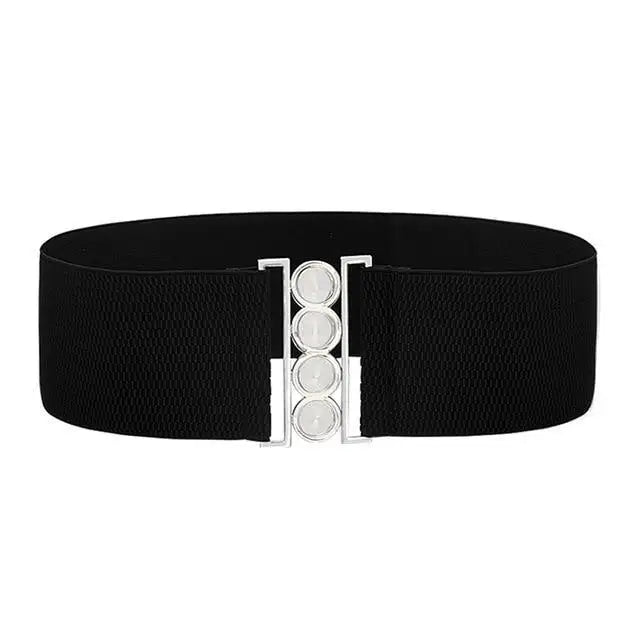 Elegant Wide Fabric Strap Silver Metal Buckle Belts For Women Trendy Women's Fashion Stretchable Classic Color Belts - STEVVEX Fashion - 702, belt, belts, belts for women, casual belt, charming belt, elastic belt, elegant belt, fashion belt, luxury belt, metal buckle belt, party belt, retro belt, silver metal buckle belt, stretchy belt, stylish belt, vintage belt, waistband, waistband for women, wide strap belt, women belt - Stevvex.com