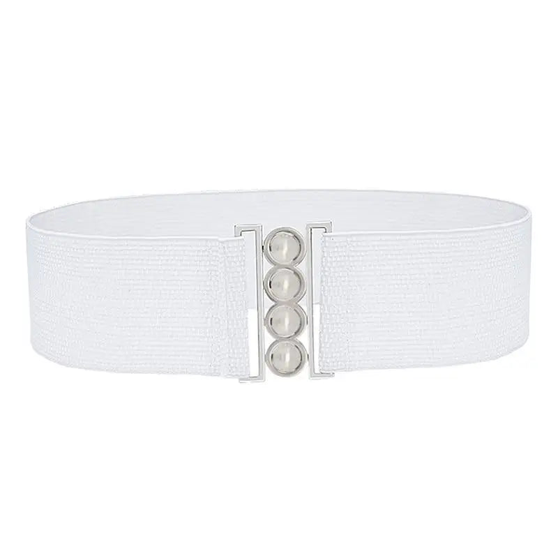 Elegant Wide Fabric Strap Silver Metal Buckle Belts For Women Trendy Women's Fashion Stretchable Classic Color Belts - STEVVEX Fashion - 702, belt, belts, belts for women, casual belt, charming belt, elastic belt, elegant belt, fashion belt, luxury belt, metal buckle belt, party belt, retro belt, silver metal buckle belt, stretchy belt, stylish belt, vintage belt, waistband, waistband for women, wide strap belt, women belt - Stevvex.com