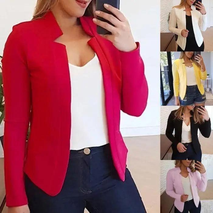 Elegant Women Blazer Thin Long Sleeve Blazer Solid Color Office Lady Suit Coat Fashionable Women Basic Coats - ALLURELATION - 574, best sellling basic coat, Birthday Gift, Blazer, Elegance Blazer, Fashionable Women Basic Coats, gift for girls, gift for office lady, Hot Sale Blazer for girls, Luxury blazer for women, matching blazer, Office Lady Suit, party wear for ladies, Solid Color Office Lady, stylish suit coat, Thin Long Sleeve Blazer, Women Blazer - Stevvex.com