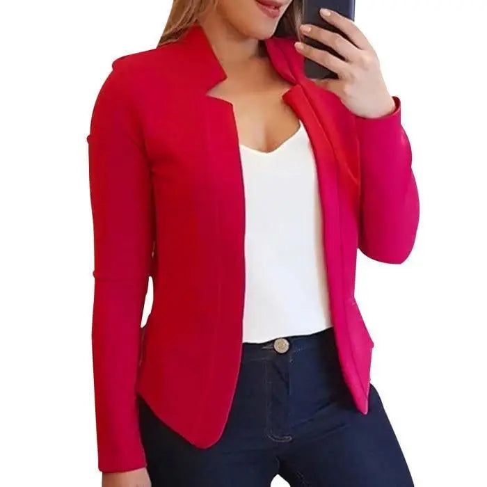 Elegant Women Blazer Thin Long Sleeve Blazer Solid Color Office Lady Suit Coat Fashionable Women Basic Coats - ALLURELATION - 574, best sellling basic coat, Birthday Gift, Blazer, Elegance Blazer, Fashionable Women Basic Coats, gift for girls, gift for office lady, Hot Sale Blazer for girls, Luxury blazer for women, matching blazer, Office Lady Suit, party wear for ladies, Solid Color Office Lady, stylish suit coat, Thin Long Sleeve Blazer, Women Blazer - Stevvex.com