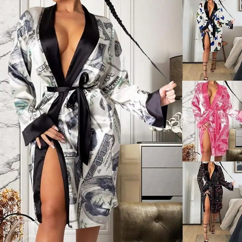 Elegant Women Indoor Robes Modern Design Bathrobes Ladies Long Sleepwear Soft And Comfortable Womens Bathrobes