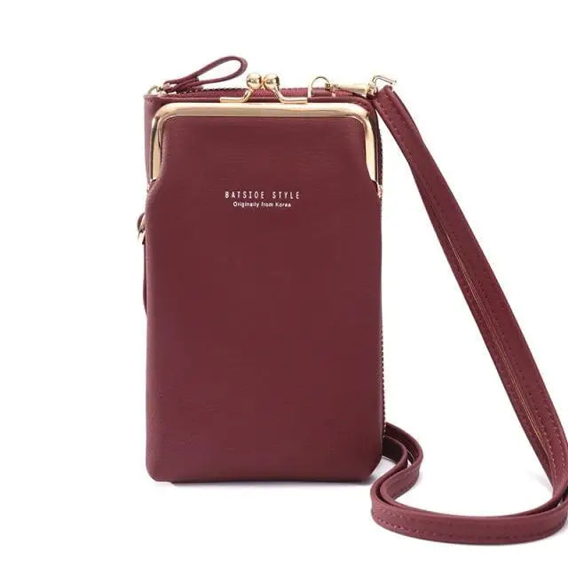 Elegant Women Small Crossbody Bags With Large Capacity Designer PU Leather Shoulder Bags For Women Phone Purses - Wine