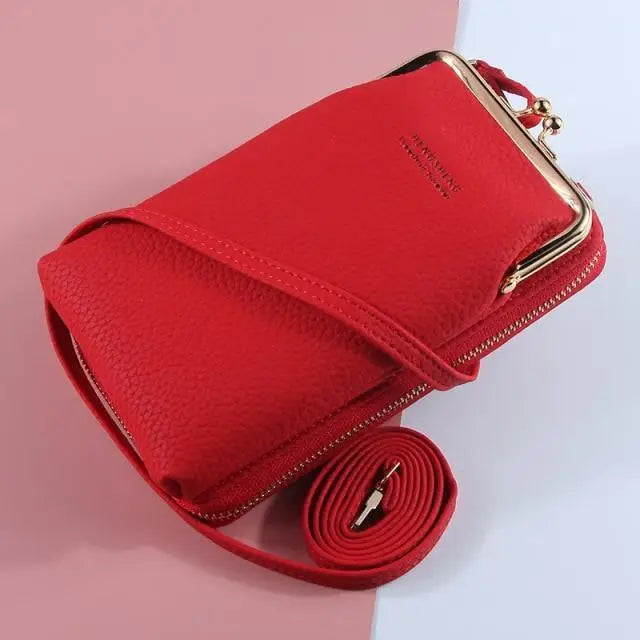 Elegant Women Small Crossbody Bags With Large Capacity Designer PU Leather Shoulder Bags For Women Phone Purses - Red