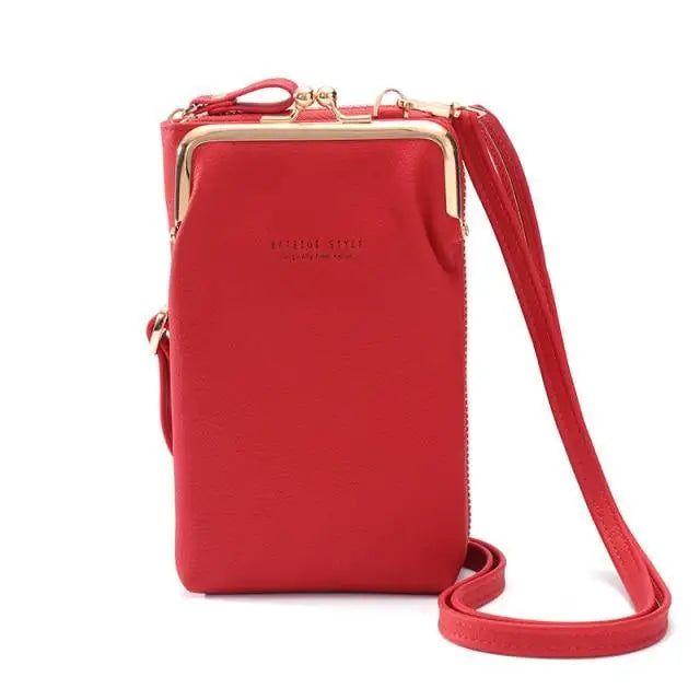 Elegant Women Small Crossbody Bags With Large Capacity Designer PU Leather Shoulder Bags For Women Phone Purses - Red