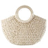 Elehant Women’s Woven Wicker Straw Half Round Bag Trendy Large Capacity Female Casual Travel Bag - Beige - ALU93106QRS