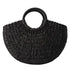 Elehant Women’s Woven Wicker Straw Half Round Bag Trendy Large Capacity Female Casual Travel Bag - Black - ALU93106QRS