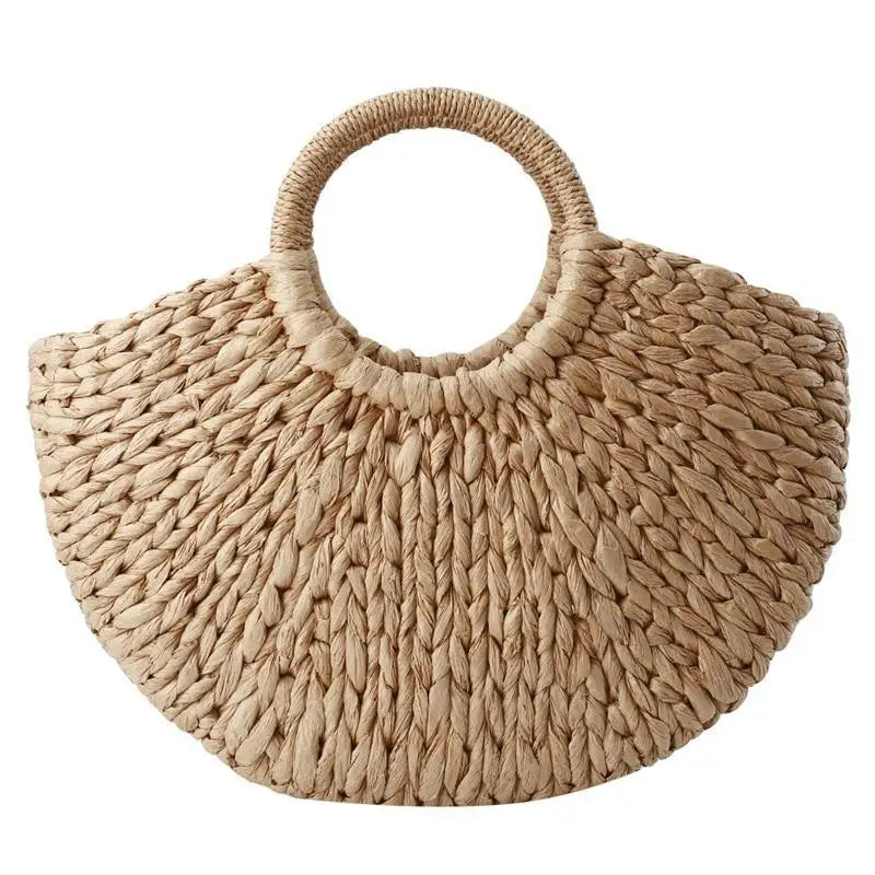 Elehant Women’s Woven Wicker Straw Half Round Bag Trendy Large Capacity Female Casual Travel Bag - ALU93106QRS