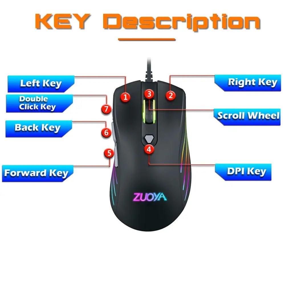 Ergonomic Design Wired RGB Professional Gaming Mouse Optical Gamer Mice Adjustable DPI Mouse With Backlight