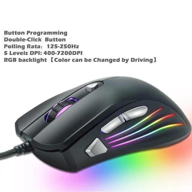 Ergonomic Design Wired RGB Professional Gaming Mouse Optical Gamer Mice Adjustable DPI Mouse With Backlight