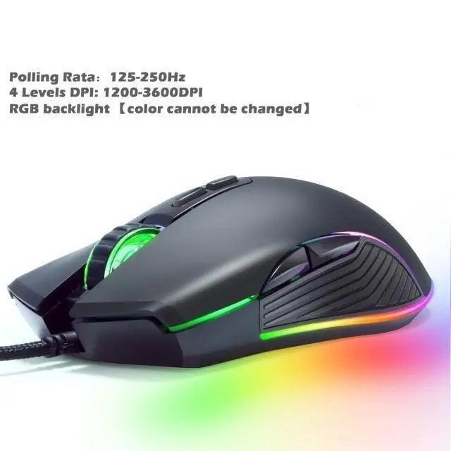 Ergonomic Design Wired RGB Professional Gaming Mouse Optical Gamer Mice Adjustable DPI Mouse With Backlight