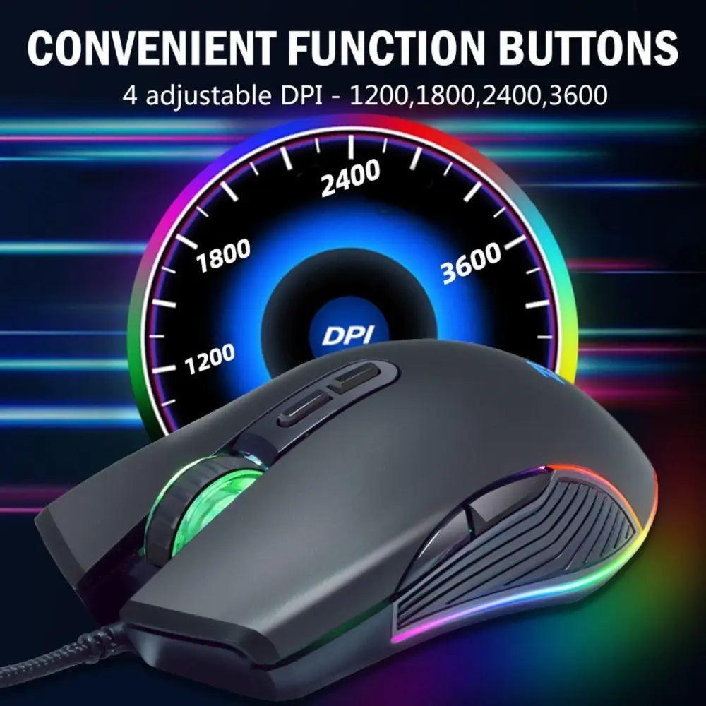 Ergonomic Design Wired RGB Professional Gaming Mouse Optical Gamer Mice Adjustable DPI Mouse With Backlight