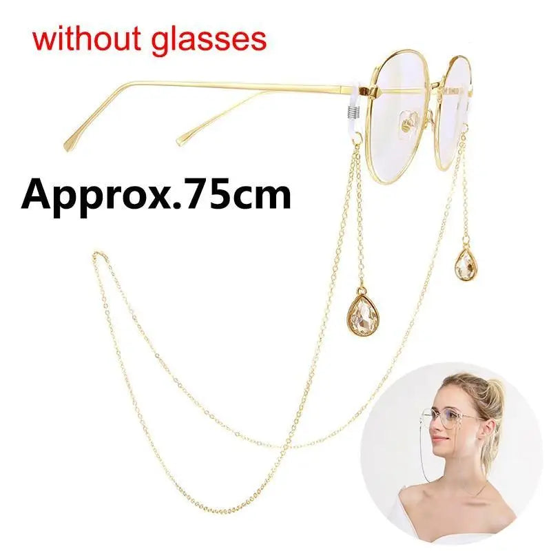 Eyeglass Strap Reading Glasses Hanging Chain Sunglasses Spectacles Holder Neck Cord Glasses Slip Metal Chain - STEVVEX Juwelery - hanging chain, metal chain, metal strap glasses, sunglasses chain, women glasses chain - Stevvex.com