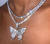 Big Elegant Butterfly Pendant Necklace Luxury Rhinestone Chain For Modern Women Bling Tennis Chain Crystal Choker Cool Necklace Women Jewelry Design