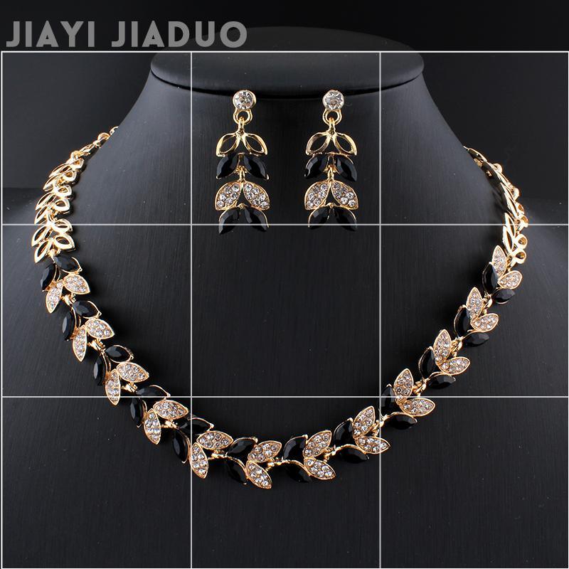 Wedding Jewelry Sets for Charming Women Green Glass Crystal Necklace Earrings Sets In Several Modern Luxury Design With Earrings and Necklace