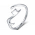 Great 925 Sterling Silver Elegant Sticky Cat with Long Tail Finger Ring Luxury Women Ring Adjustable Engagement Ring Jewelry