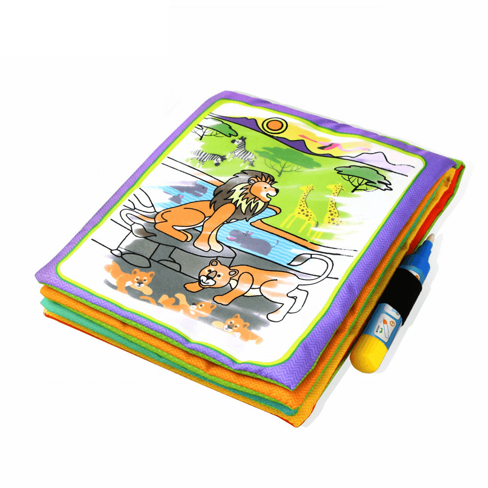 Modern Coloring Magic Water Drawing Book With Pen For Kids and Baby Educational Toy Animals Painting Writing Doodle Cloth Book Kids Drawing Board