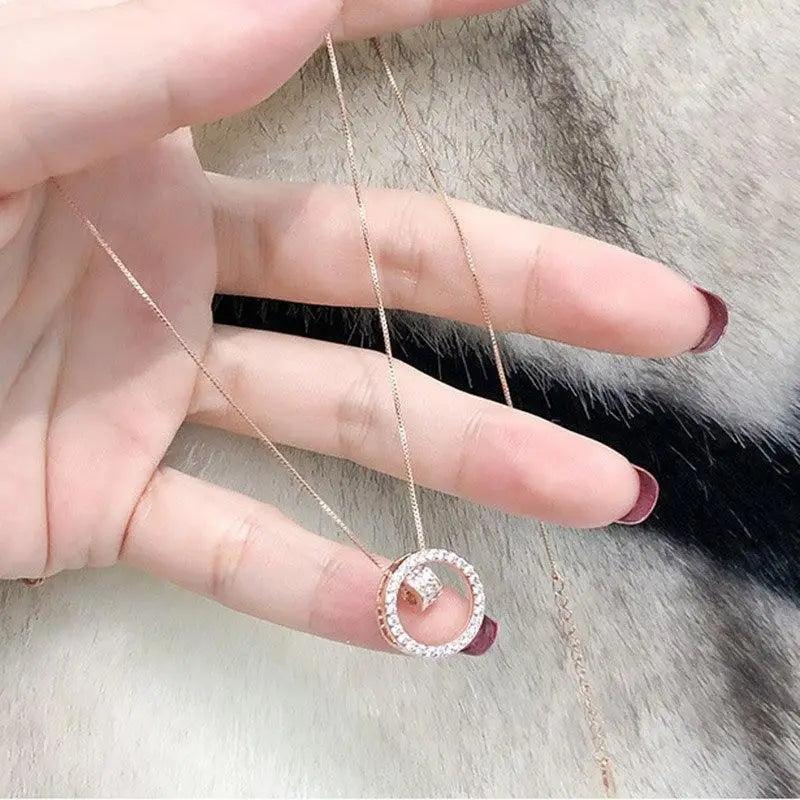 Fashion Aesthetic 925 Sterling Silver Shiny Round Inlaid Zircon Necklace For Women Simple Necklace Jewelry Gift For Women - ALLURELATION - 2021 trends, 572, aesthetic necklaces, Birthday gifts, chain Necklaces, Christmas gifts, circle necklaces, Fashion Jewelry, Gift for girlfriends, Jewelry, Jewelry for women, Necklace, Necklace for girl, necklaces, necklaces for teens, trending jewelry, trends 2021, Valentine's day gift, women jewelry, womens jewelry - Stevvex.com