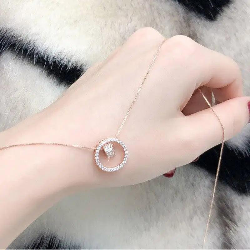 Fashion Aesthetic 925 Sterling Silver Shiny Round Inlaid Zircon Necklace For Women Simple Necklace Jewelry Gift For Women - ALLURELATION - 2021 trends, 572, aesthetic necklaces, Birthday gifts, chain Necklaces, Christmas gifts, circle necklaces, Fashion Jewelry, Gift for girlfriends, Jewelry, Jewelry for women, Necklace, Necklace for girl, necklaces, necklaces for teens, trending jewelry, trends 2021, Valentine's day gift, women jewelry, womens jewelry - Stevvex.com