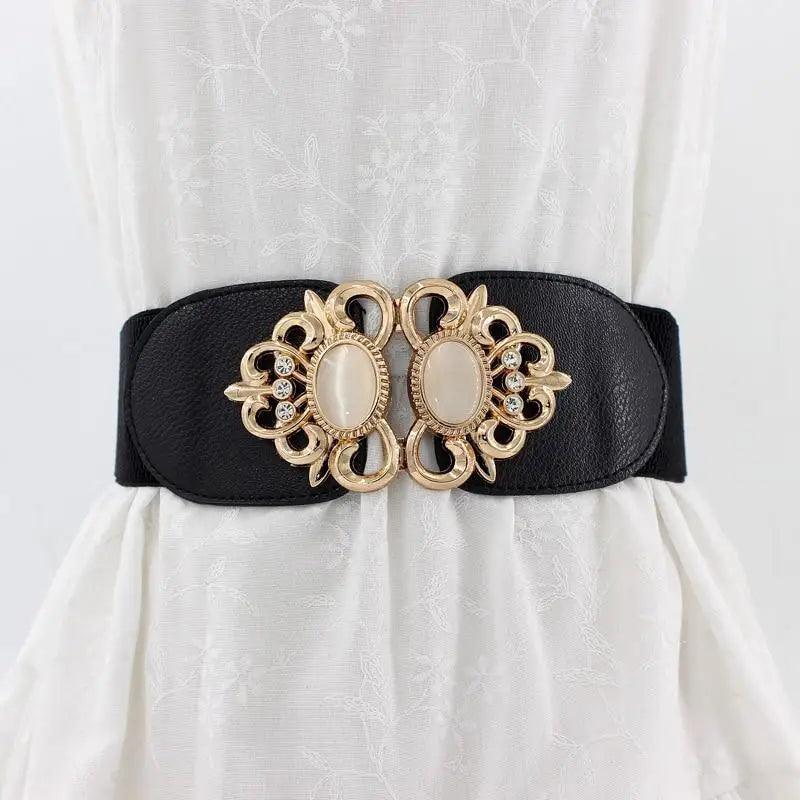 Fashion Black Elastic Waistband One-Piece Dress Women Decorative Belt Elegant Women's Style Party Dress Belts - STEVVEX Fashion - 702, belt, belt for girls, belt for women, belts, black belt, charming belt, classic belt, decorative belt, decorative black belt, elastic belt, elegant belt, fashion belt, ladies belt, luxury belt, new design belt, party belt, retro belt, trendy belt, unique belt, vintage belt, waistband for women, women belt, women belts, women waistband - Stevvex.com