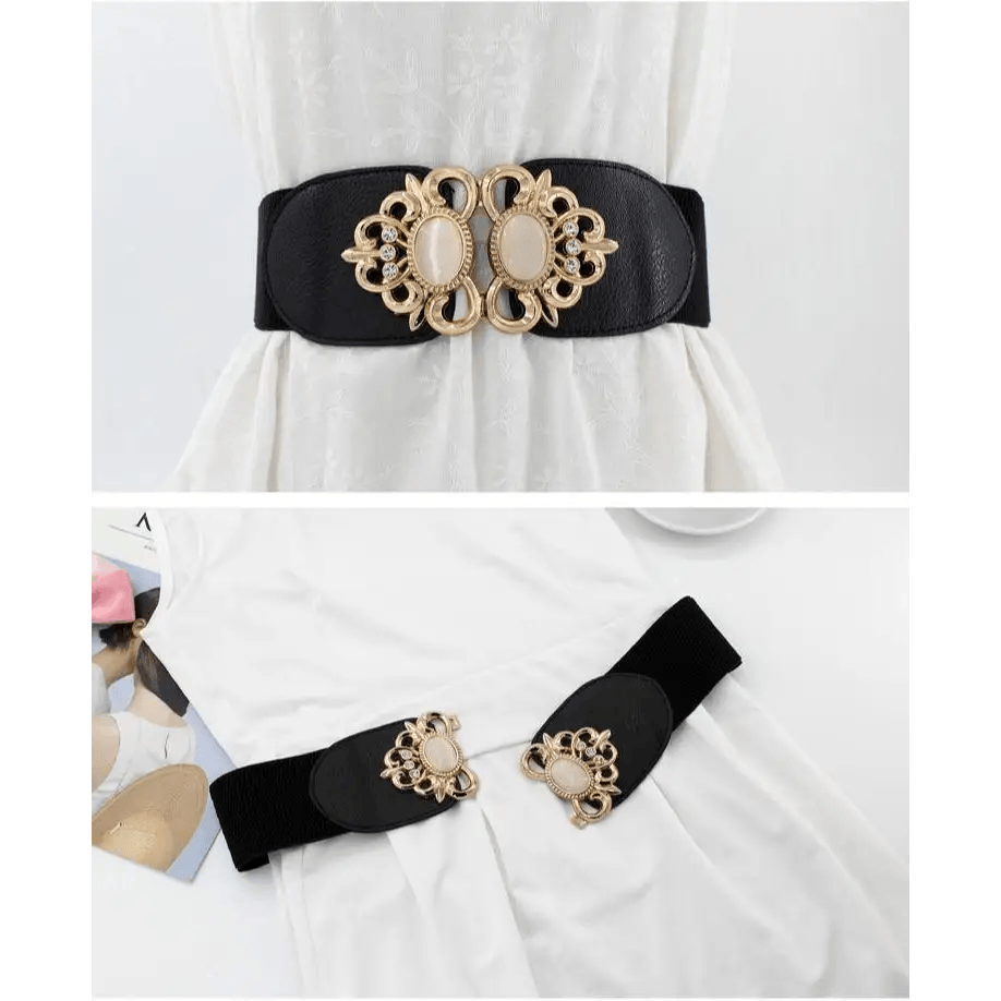 Fashion Black Elastic Waistband One-Piece Dress Women Decorative Belt Elegant Women's Style Party Dress Belts - STEVVEX Fashion - 702, belt, belt for girls, belt for women, belts, black belt, charming belt, classic belt, decorative belt, decorative black belt, elastic belt, elegant belt, fashion belt, ladies belt, luxury belt, new design belt, party belt, retro belt, trendy belt, unique belt, vintage belt, waistband for women, women belt, women belts, women waistband - Stevvex.com