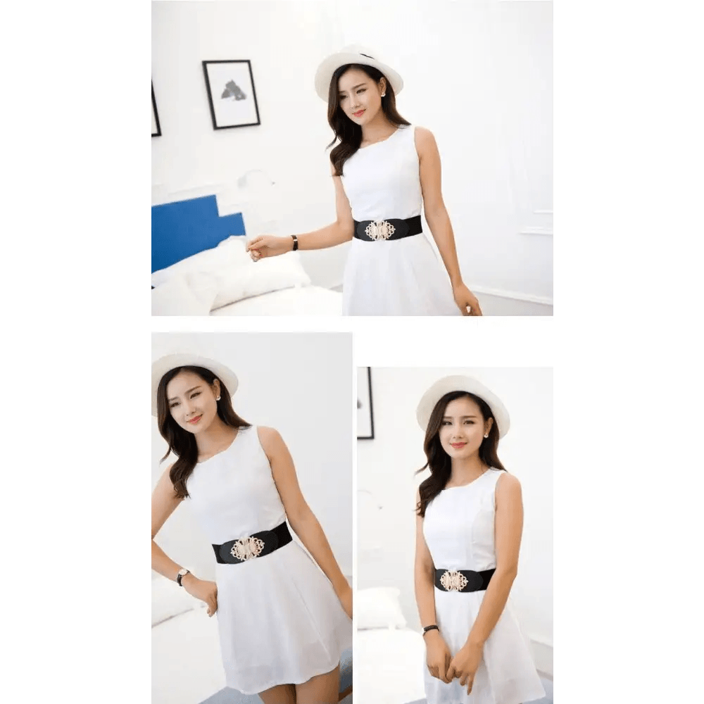 Fashion Black Elastic Waistband One-Piece Dress Women Decorative Belt Elegant Women's Style Party Dress Belts - STEVVEX Fashion - 702, belt, belt for girls, belt for women, belts, black belt, charming belt, classic belt, decorative belt, decorative black belt, elastic belt, elegant belt, fashion belt, ladies belt, luxury belt, new design belt, party belt, retro belt, trendy belt, unique belt, vintage belt, waistband for women, women belt, women belts, women waistband - Stevvex.com