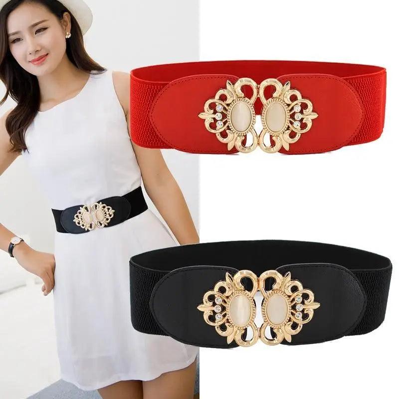 Fashion Black Elastic Waistband One-Piece Dress Women Decorative Belt Elegant Women's Style Party Dress Belts - STEVVEX Fashion - 702, belt, belt for girls, belt for women, belts, black belt, charming belt, classic belt, decorative belt, decorative black belt, elastic belt, elegant belt, fashion belt, ladies belt, luxury belt, new design belt, party belt, retro belt, trendy belt, unique belt, vintage belt, waistband for women, women belt, women belts, women waistband - Stevvex.com