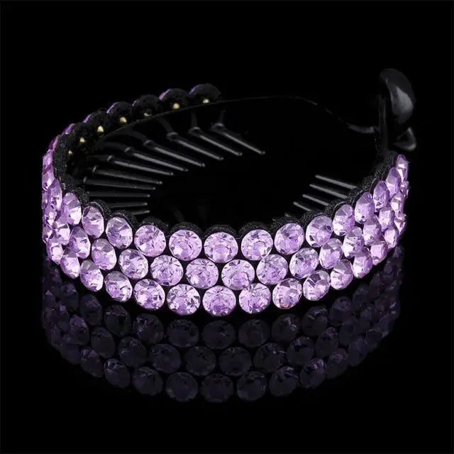 Fashion Charming Rhinestone Flower Shiny Ponytail Holder Large/Medium Twist Bun Women Hair Grips Claw Luxury Flower