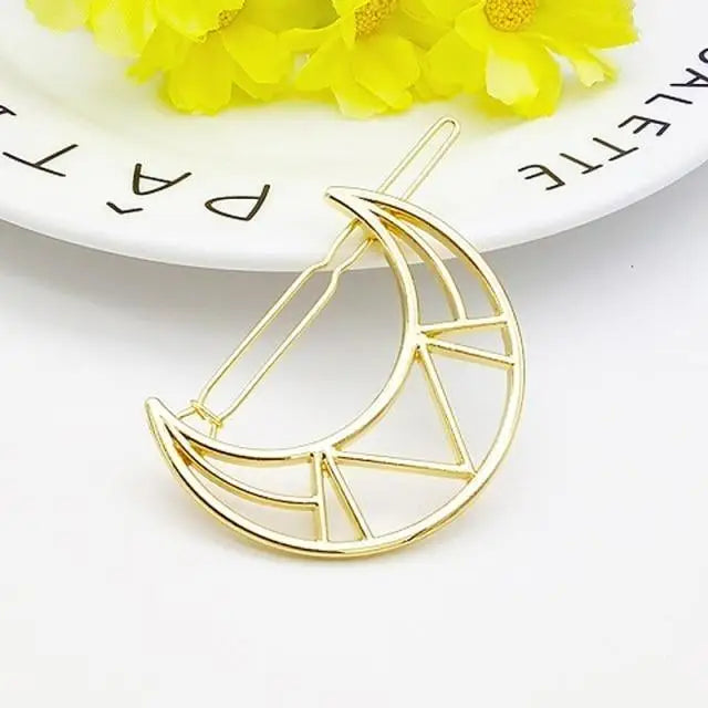 Fashion Circle Moon Hair Clips Modern Design For Women Geometric Hair Pins Charming Girls Hair Clips Hair Styling