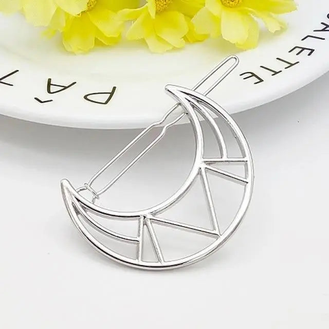 Fashion Circle Moon Hair Clips Modern Design For Women Geometric Hair Pins Charming Girls Hair Clips Hair Styling