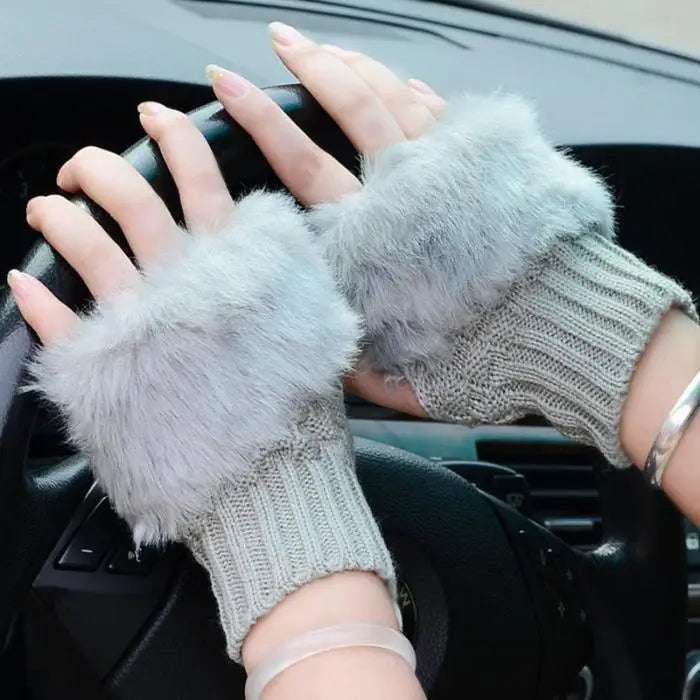 Fashion Fingerless Warm Wool Knitted Classic Fur Half One Size Finger Gloves For Women Cute Soft And Comfortable Trendy Fashion Stretchy Gloves For Women - STEVVEX Fashion - 717, autumn gloves, comfortable gloves, cute gloves, elegant gloves, Fingerless Gloves, fur gloves, glove, gloves for girls, gloves for winter, gray gloves, half finger gloves, knitted gloves, ladies gloves, red gloves, short mittens, soft gloves, soft mittens, warm gloves, winter, winter gloves, women gloves, wool gloves - Stevvex.com