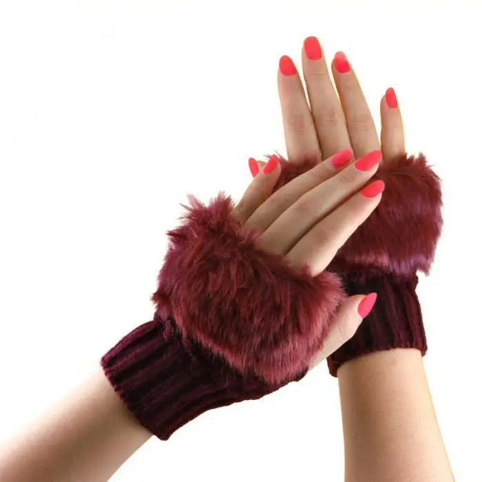 Fashion Fingerless Warm Wool Knitted Classic Fur Half One Size Finger Gloves For Women Cute Soft And Comfortable Trendy Fashion Stretchy Gloves For Women - STEVVEX Fashion - 717, autumn gloves, comfortable gloves, cute gloves, elegant gloves, Fingerless Gloves, fur gloves, glove, gloves for girls, gloves for winter, gray gloves, half finger gloves, knitted gloves, ladies gloves, red gloves, short mittens, soft gloves, soft mittens, warm gloves, winter, winter gloves, women gloves, wool gloves - Stevvex.com