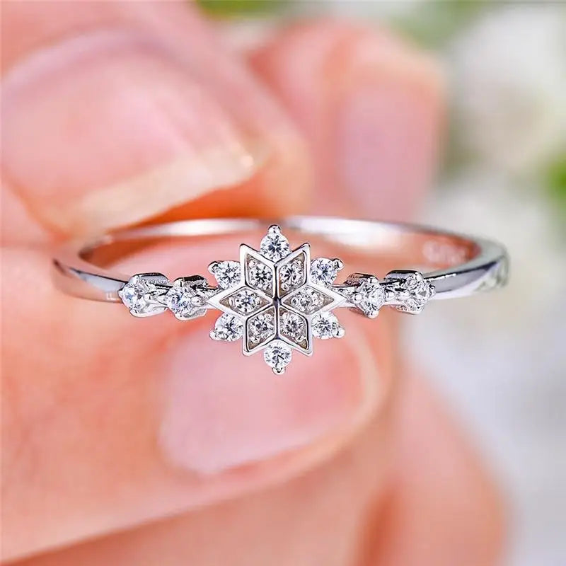 Fashion Luxury 925 Sterling Silver Snowflake Ring - 2021 Trending Fashion Jewelry for women Wedding Band Ring Promise Love Engagement Rings - ALLURELATION - 2021 trends, 571, 580, aesthetic rings, Birthday gifts, Christmas gifts, engagement rings, Fashion Jewelry, fashion rings, Gift for girlfriends, Jewelry, Jewelry for women, ring for women, rings, trending jewelry, trending rings, trends 2021, Valentine's day gift, women jewelry, womens jewelry - Stevvex.com