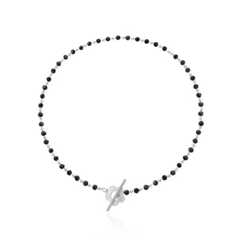 Fashion Luxury Black Crystal Glass Bead Chain Choker Necklace Party Charm Lock Collar Necklace Jewelry For Women