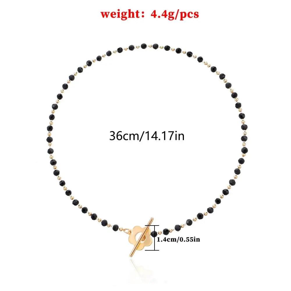 Fashion Luxury Black Crystal Glass Bead Chain Choker Necklace Party Charm Lock Collar Necklace Jewelry For Women